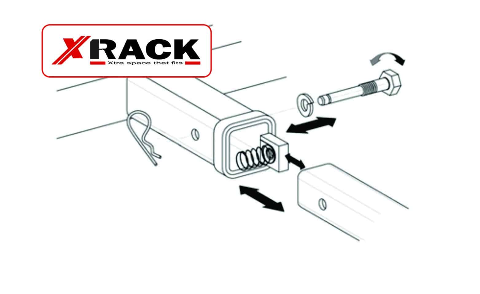 X-Rack perno antifurto gancio filettato con chiavi