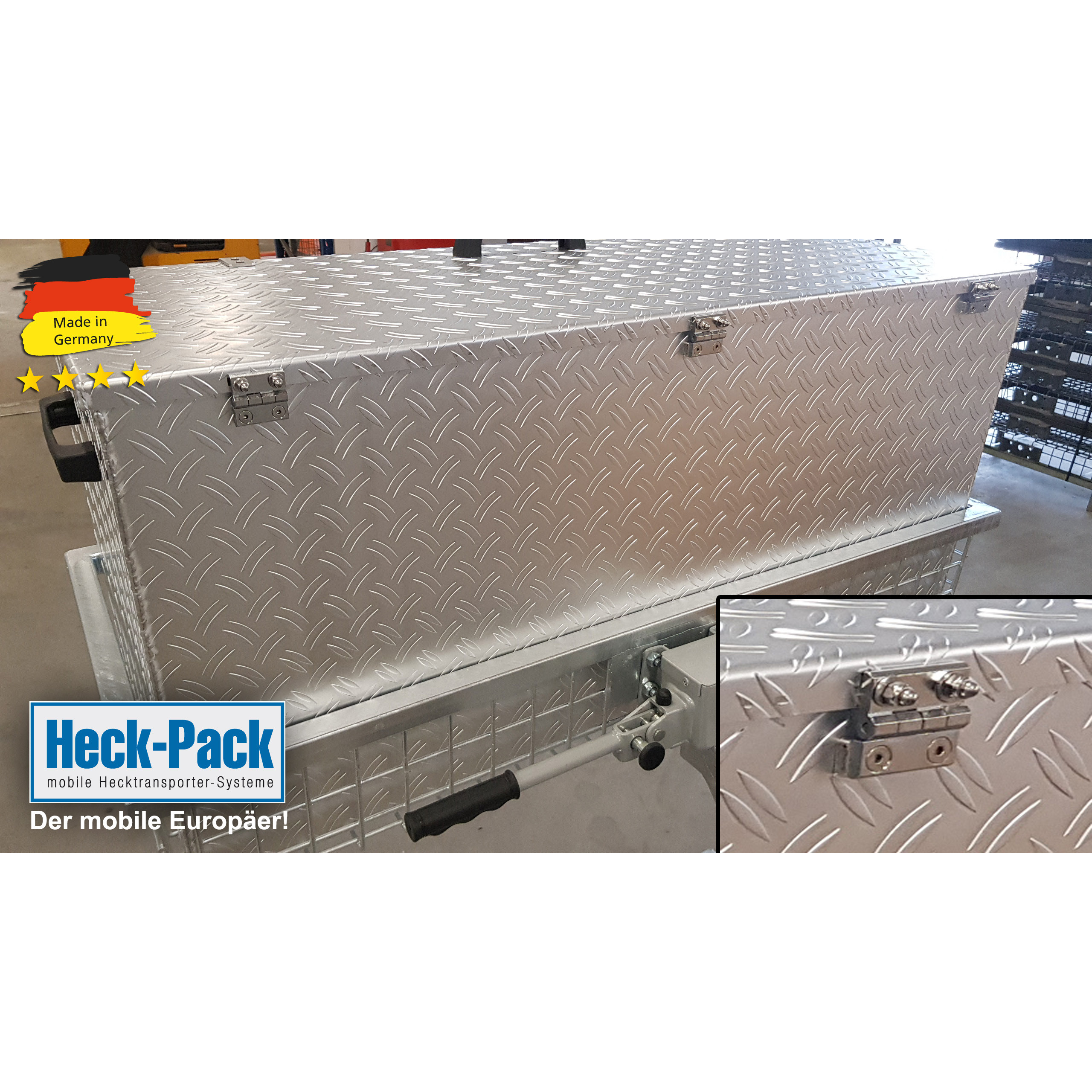 Heck-Pack 1200x500 mm box in alluminio per portapacchi con coperchio