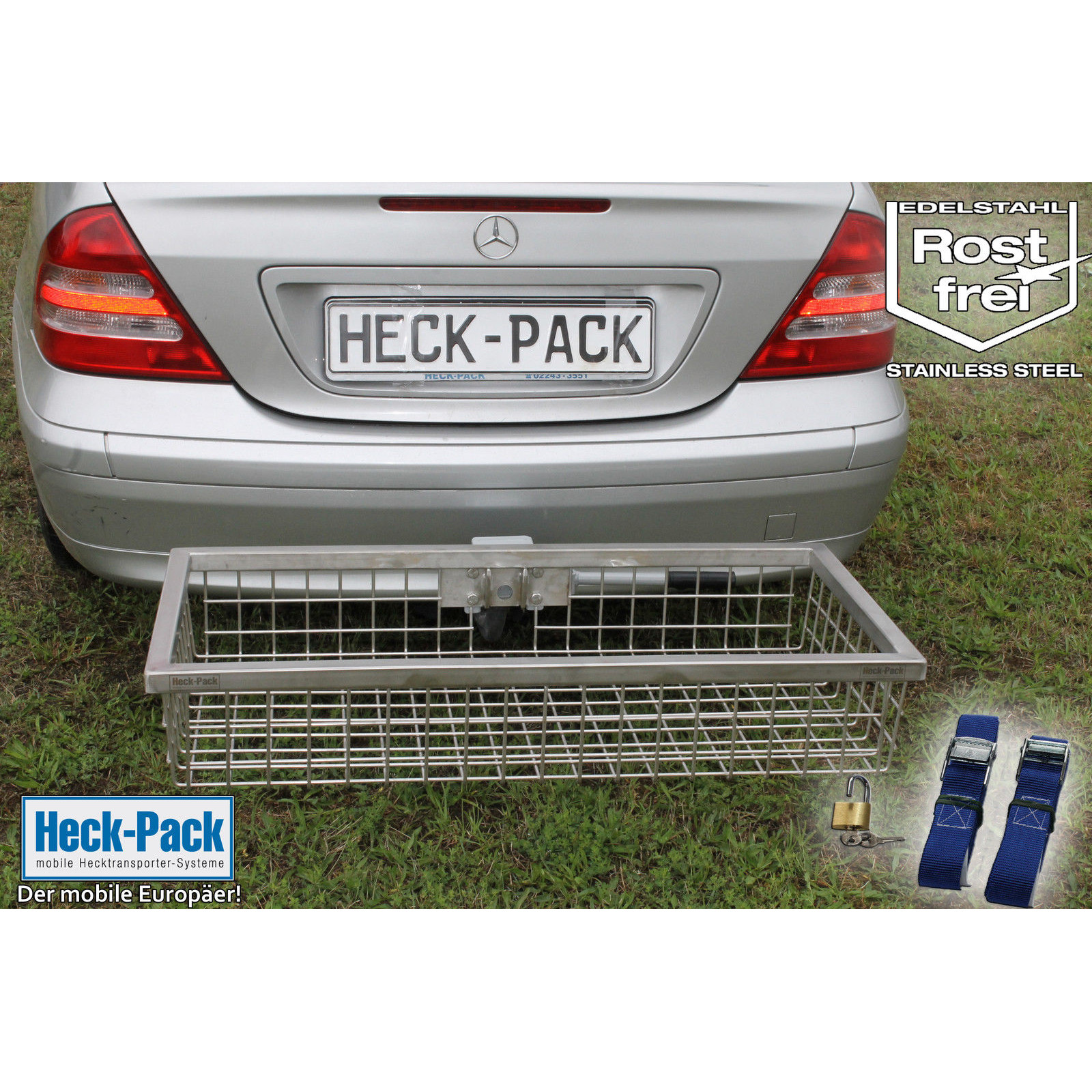 Heck-Pack Deluxe 1200x600x125 mm portacarico gancio traino inox