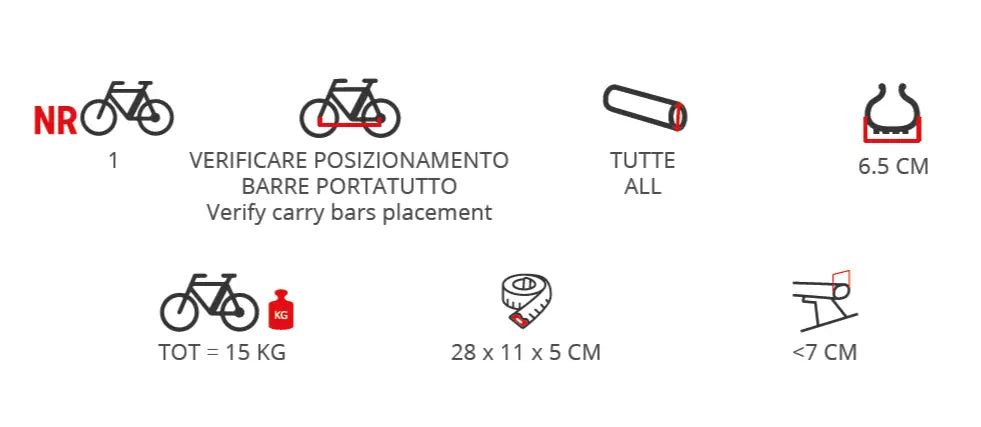 Peruzzo Pordoi Portabici Tetto Forcella Carbonio Universale